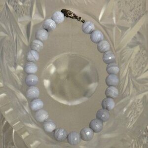 Blue Lace Agate Bracelet with lobster claw clasp